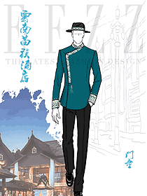 酒店度假村門童斜襟單排扣春秋制服工服設(shè)計(jì)圖