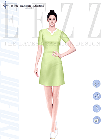 藥店美容院?jiǎn)T工連衣裙夏裝工作服設(shè)計(jì)圖