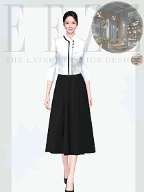 高檔餐廳餐飲火鍋飯店茶樓酒店女服務(wù)員制服長裙款