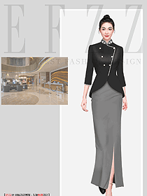 女春秋長(zhǎng)款正裝酒店前臺(tái)接待制服工作服設(shè)計(jì)圖