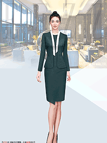 酒店前臺(tái)工裝春秋女款工作服設(shè)計(jì)效果圖