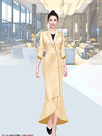 酒店前臺(tái)接待服務(wù)員中式茶樓餐飲工裝珠寶店工作服圖片