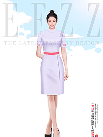 女夏季短袖美容院接待空姐制服設(shè)計效果圖
