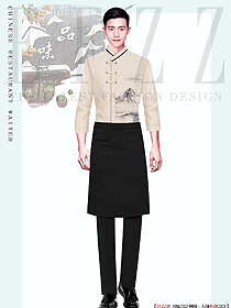 夏季水墨風(fēng)格中式餐飲餐廳服務(wù)員服裝設(shè)計圖