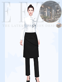 酒店女茶樓餐飲員工服裝設計定制作品