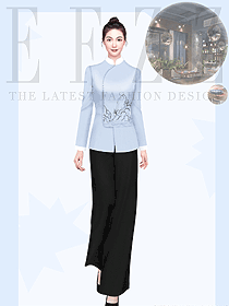 長(zhǎng)款酒店餐飲員工工作服定制設(shè)計(jì)作品圖