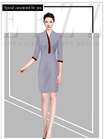 辦公室簡約V領(lǐng)收腰連衣裙職業(yè)女裝設(shè)計圖