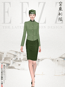橄欖綠色系空姐長袖襯衫制服原創(chuàng)設(shè)計圖