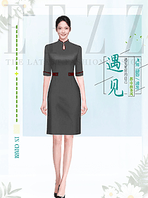 夏季新款氣質(zhì)OL通勤裝職場(chǎng)中長(zhǎng)款連衣裙