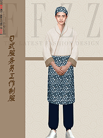 日式燒酒屋男服務(wù)員員工制服定制款