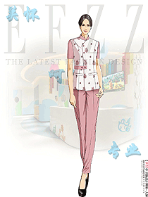 婦女兒童醫(yī)院護(hù)士制服粉色套裝定制設(shè)計款