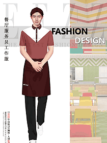 中式連鎖餐飲服務(wù)生T恤工裝設(shè)計(jì)效果圖