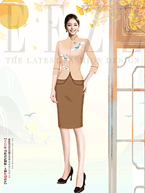 原創(chuàng)設(shè)計(jì)中式酒店大堂服務(wù)生服裝款式圖