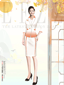 時(shí)尚中式裝修酒店總臺(tái)大堂工作人員制服設(shè)計(jì)圖