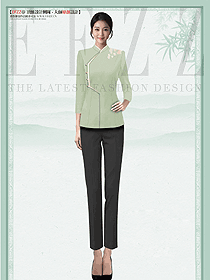 秋冬裝新中式茶樓火鍋店中餐飯店員工制服定制設計