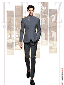 中式立領(lǐng)長袖男款酒店門童制服設(shè)計圖