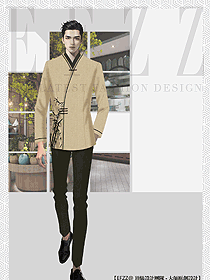 民族風(fēng)帥氣的男服務(wù)員工作服裝定制設(shè)計案例