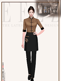 餐飲中袖春秋裝定制服女務(wù)員工作服