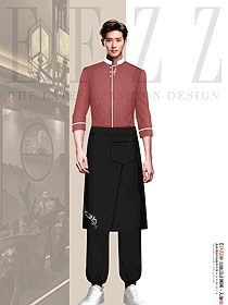 燒烤餐廳快餐店服務員工作服長袖款定制