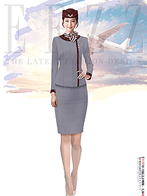 灰色空姐秀高端職業(yè)西裝套裝女秋冬職業(yè)裝定制