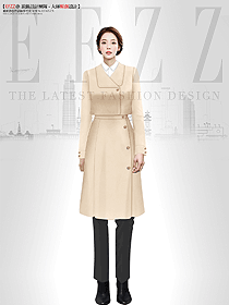 氣質(zhì)高端冬季羊毛大衣長款英倫風(fēng)物業(yè)銀行工作服