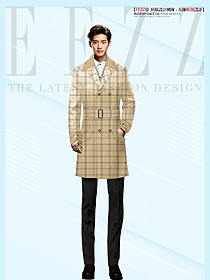 毛呢大衣男士秋冬季新款格子中長款風(fēng)衣外套集團(tuán)定制款