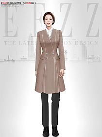 售樓部移動(dòng)酒店冬季建行工作服女款大衣設(shè)計(jì)