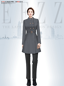 毛呢外套冬酒店前臺(tái)售樓部銀行工作服大衣定制設(shè)計(jì)