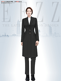 售樓部工作服黑色工裝呢子外套冬裝定制設(shè)計(jì)圖