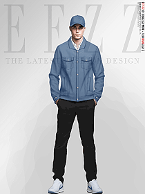 工裝美式重磅夾克藍(lán)色男士工作服裝設(shè)計(jì)圖
