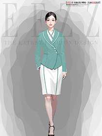 時尚職場蘋果綠色套裝職業(yè)裝酒店銀行工作服設(shè)計圖