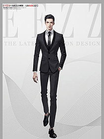春秋休閑西裝外套男高級(jí)感黑色西服正裝定制設(shè)計(jì)