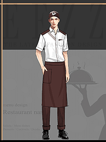 奶茶西餐廳快餐咖啡廳男服務生工作服定制設計圖