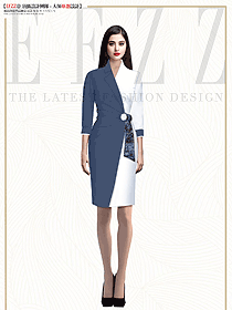 新款藍(lán)白色連衣裙高端朗誦禮服裙定制款