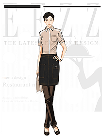 自助咖啡店冷飲廳短袖夏裝服務(wù)員工作服定制設(shè)計(jì)