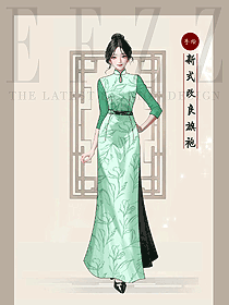 民國風(fēng)女新款春夏日常改良新中式手繪服裝定制設(shè)計圖