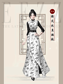 少女年輕款復(fù)古優(yōu)雅國(guó)風(fēng)日常手繪服裝定制效果圖