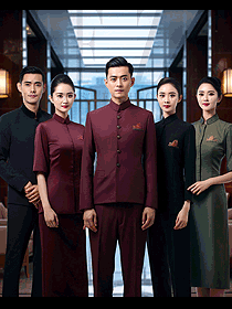 現(xiàn)代商務(wù)主題酒店制服男女工作人員制服組圖