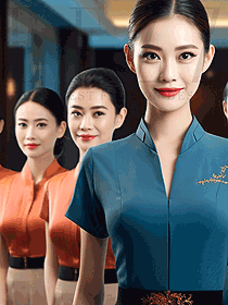 度假勝地星級酒店總臺服務美女員工制服定制設計