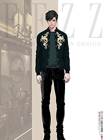 刺繡定制logo字企業(yè)工裝夾克定制工作服手繪圖