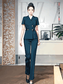 酒店美容院女性員工工作服短袖上裝褲子定制設(shè)計(jì)圖