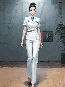 職場(chǎng)女神spa會(huì)所美容師工作服白色套裝手繪服裝定制設(shè)計(jì)圖