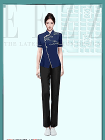 國潮文化酒店餐廳女服務生制服刺繡定制方案