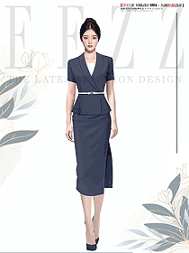 職業(yè)連衣裙高端洋氣主持服裝女夏銷售工裝定制設(shè)計(jì)圖