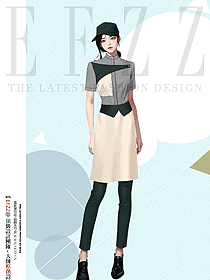 蛋糕房烘焙師工作服短袖立領(lǐng)襯衣圍裙工裝定制款