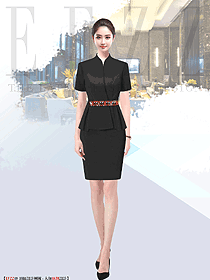 中式高檔酒店女職員夏季服裝定制設(shè)計(jì)圖