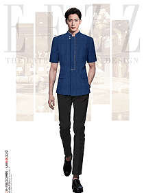 星級酒店賓館大堂短袖中式制服設(shè)計圖