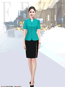 中國風(fēng)餐飲前臺服務(wù)員短袖工作服定制設(shè)計圖