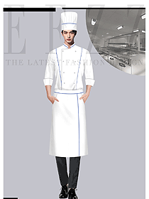 高檔酒店廚師工作服男女長袖定制款設(shè)計圖