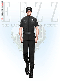 深灰色束腰保安服夏季薄款制服物業(yè)門衛(wèi)服裝定制設計圖